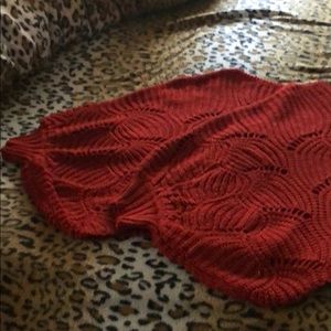 Sweater with scalloped edge/batwing sleeve/poncho